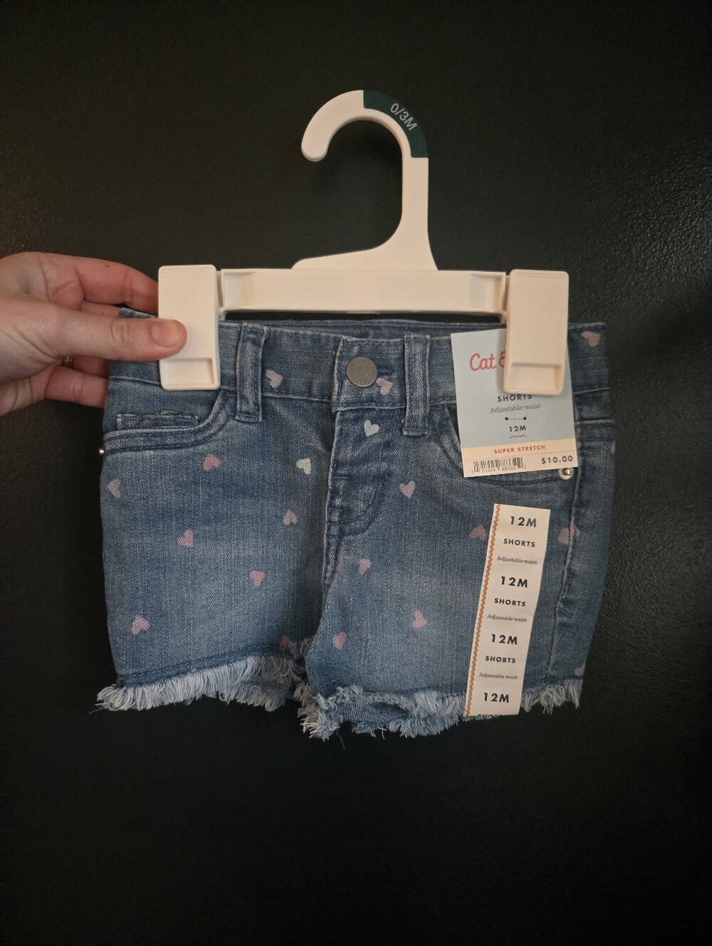 Cat & Jack Denim Heart Shorts NWT 12 Months